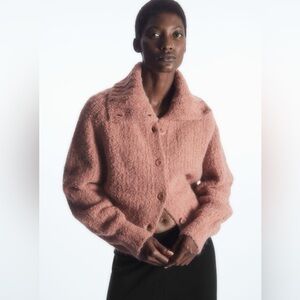 COS Cozy Pink Textured Cardigan Sweater - Size S